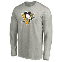 Pittsburgh Penguins Primary Logo Long Sleeve T-Shirt - Heather Gray - NHL