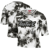 Toronto Raptors Women's Hardwood Classics Tie-Dye Cropped T-Shirt Black/White - NBA
