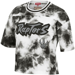 Toronto Raptors Women's Hardwood Classics Tie-Dye Cropped T-Shirt Black/White - NBA