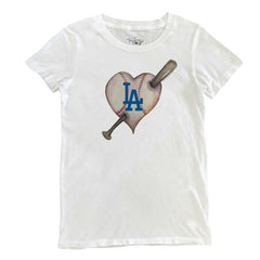 Los Angeles Dodgers Tiny Turnip Women's Heart Bat T-Shirt - MLB