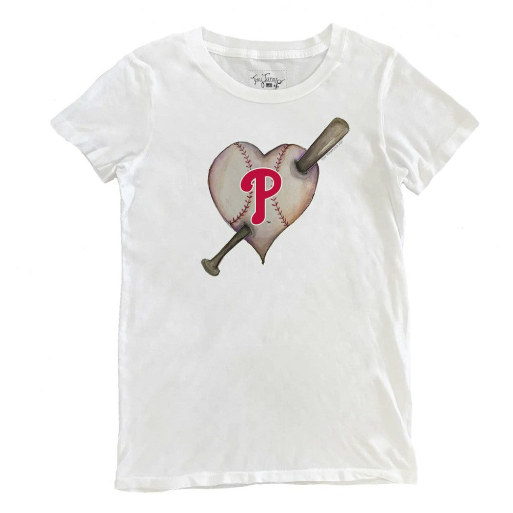 Philadelphia Phillies Tiny Turnip Women's Heart Bat T-Shirt - MLB