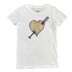 Pittsburgh Pirates Tiny Turnip Women's Heart Bat T-Shirt - MLB