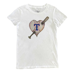 Texas Rangers Tiny Turnip Women's Heart Bat T-Shirt - MLB