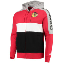 Chicago Blackhawks Starter Playoffs Color Block Full-Zip Hoodie - Red/Black - NHL