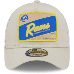 Los Angeles Rams New Era Happy Camper A-Frame Trucker 9FORTY Snapback Hat Khaki/White | NFL