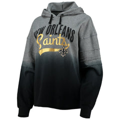 New Orleans Saints Touch Women's Superstar Dip-Dye Pullover Hoodie Heathered Gray/Black | NFL