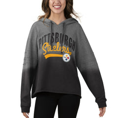 Pittsburgh Steelers Touch Women's Superstar Dip-Dye Pullover Hoodie Heathered Gray/Black | NFL