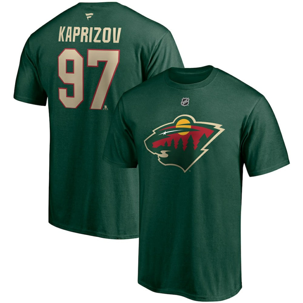 Kirill Kaprizov Minnesota Wild Fanatics Authentic Stack Name & Number T-Shirt - Green - NHL