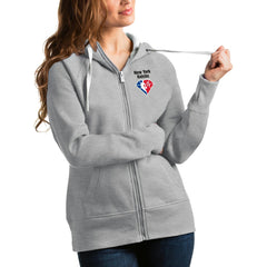 New York Knicks Antigua Women's NBA 75th Anniversary Victory Full-Zip Hoodie Heathered Gray - NBA