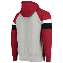 Arizona Cardinals Starter Home Run Raglan Pullover Hoodie Heathered Gray/Cardinal | NFL