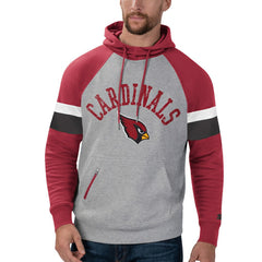 Arizona Cardinals Starter Home Run Raglan Pullover Hoodie Heathered Gray/Cardinal | NFL