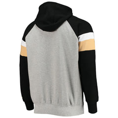New Orleans Saints Starter Home Run Raglan Pullover Hoodie Heathered Gray/Black | NFL