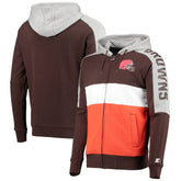 Cleveland Browns Starter Playoffs Color Block Full-Zip Hoodie Brown/Orange | NFL