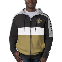 New Orleans Saints Starter Playoffs Color Block Full-Zip Hoodie Black/Gold | NFL