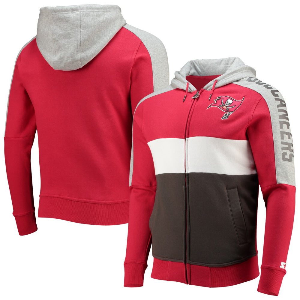 Tampa Bay Buccaneers Starter Playoffs Color Block Full-Zip Hoodie Red/Pewter | NFL