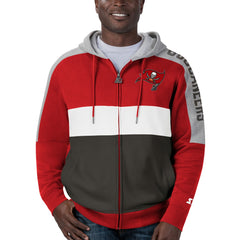 Tampa Bay Buccaneers Starter Playoffs Color Block Full-Zip Hoodie Red/Pewter | NFL