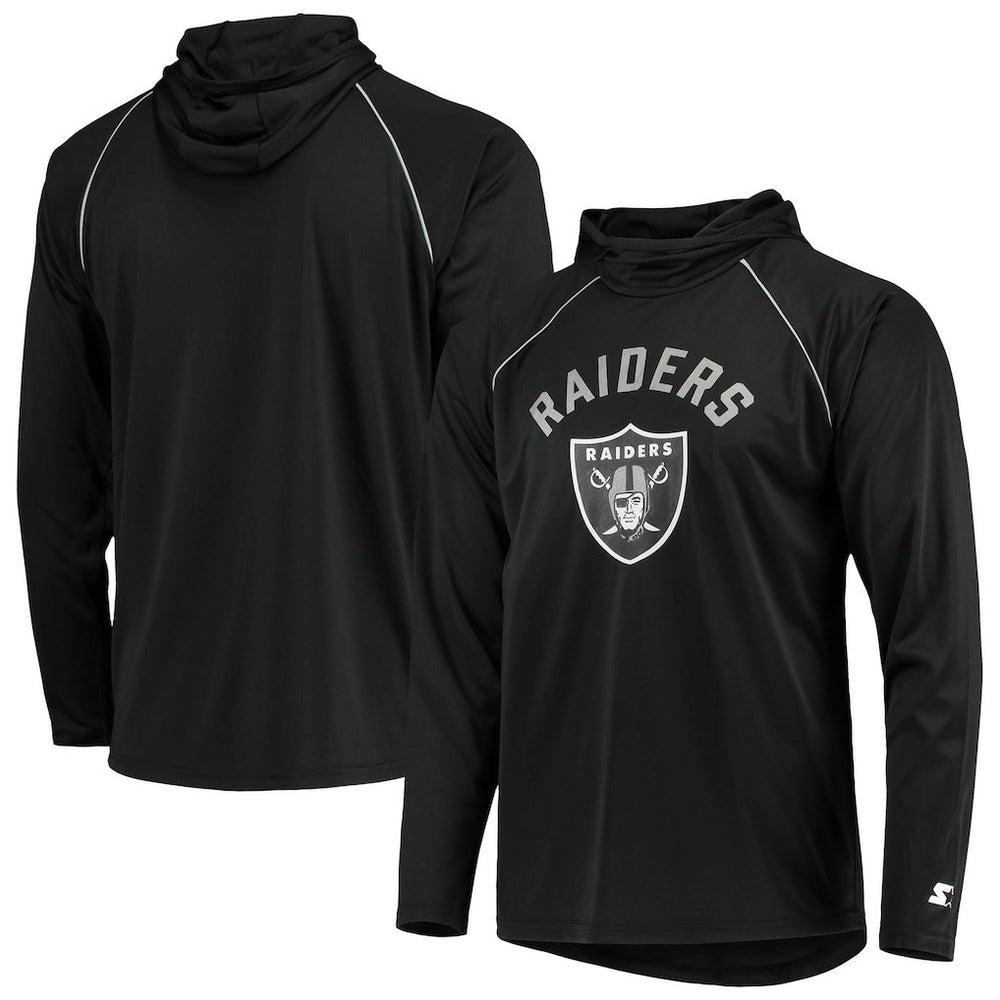Las Vegas Raiders Starter Raglan Long Sleeve Hoodie T-Shirt Black | NFL