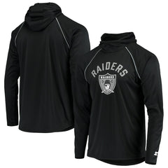 Las Vegas Raiders Starter Throwback Raglan Hoodie Long Sleeve T-Shirt Black | NFL
