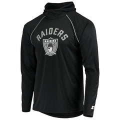 Las Vegas Raiders Starter Throwback Raglan Hoodie Long Sleeve T-Shirt Black | NFL