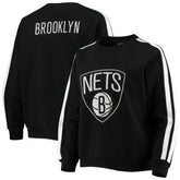 Brooklyn Nets The Wild Collective Women's Perforated Logo Pullover Sweatshirt Black - NBA