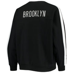 Brooklyn Nets The Wild Collective Women's Perforated Logo Pullover Sweatshirt Black - NBA