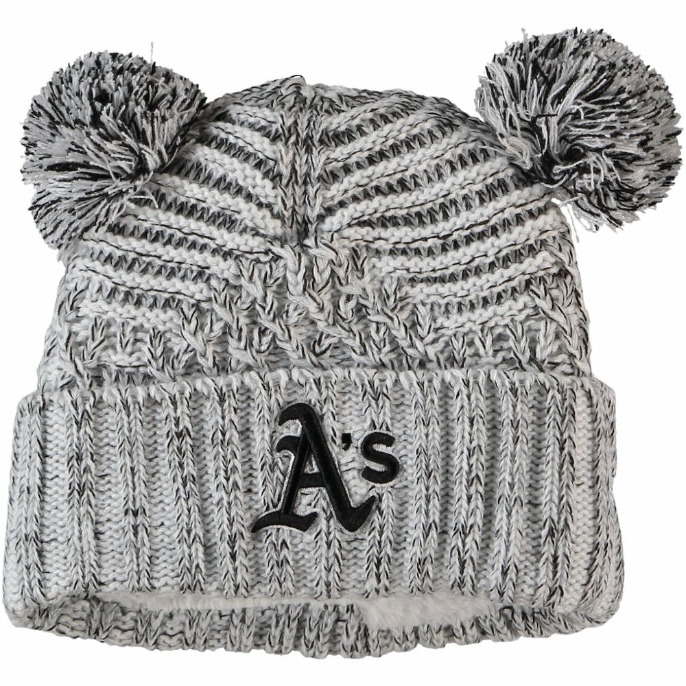 Athletics New Era Women's Dual Cuffed Knit Hat with Poms - MLB