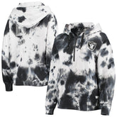 Las Vegas Raiders DKNY Sport Women's Dakota Oversized Tie-Dye Half-Zip Hoodie White/Black | NFL