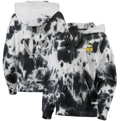 Minnesota Vikings DKNY Sport Women's Dakota Oversized Tie-Dye Half-Zip Hoodie White/Black | NFL