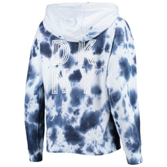 New England Patriots DKNY Sport Women's Dakota Oversized Tie-Dye Half-Zip Hoodie White/Navy | NFL