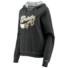New Orleans Saints New Era Women's Script Fleece Raglan Pullover Hoodie Charcoal | NFL