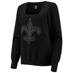 New Orleans Saints Cuce Women's Winners Square Neck Pullover Sweatshirt Black | NFL