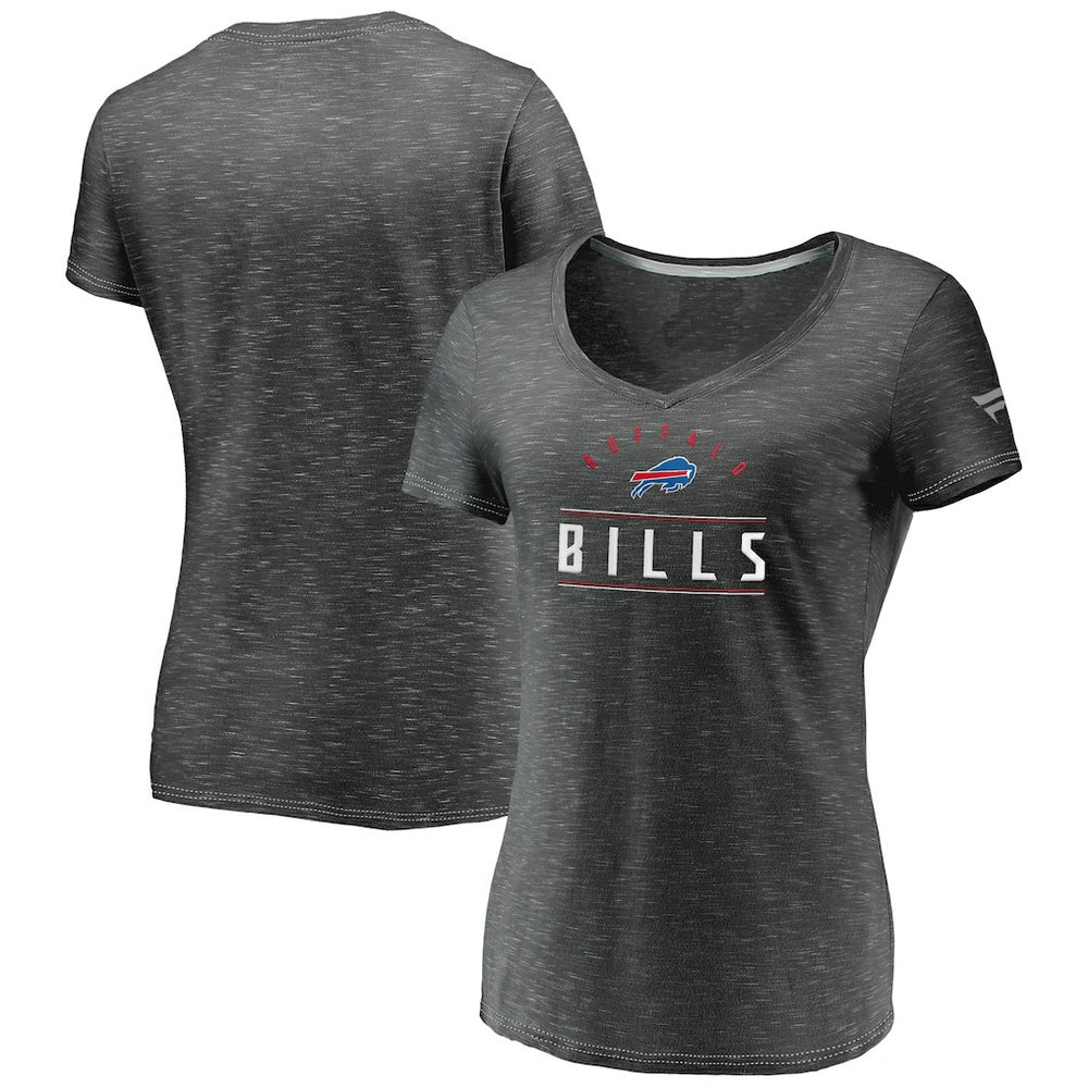Buffalo Bills Women's League Leader Space Dye V-Neck T-Shirt Charcoal | Fanatics