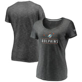 Miami Dolphins Women's League Leader Space Dye V-Neck T-Shirt Charcoal | Fanatics