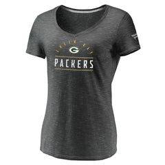 Green Bay Packers Women's League Leader Space Dye V-Neck T-Shirt Charcoal | Fanatics