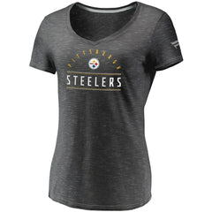Pittsburgh Steelers Women's League Leader Space Dye V-Neck T-Shirt Charcoal | Fanatics