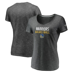 Golden State Warriors Women's Double-Fade Space-Dye V-Neck T-Shirt Charcoal - NBA
