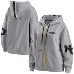 New Orleans Saints WEAR by Erin Andrews Women's Full-Zip Hoodie Gray | NFL