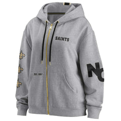 New Orleans Saints WEAR by Erin Andrews Women's Full-Zip Hoodie Gray | NFL