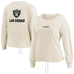 Las Vegas Raiders WEAR by Erin Andrews Women's Long Sleeve Crop Top Shirt Oatmeal | NFL