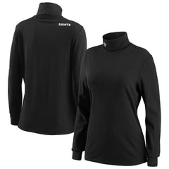 New Orleans Saints WEAR by Erin Andrews Women's Long Sleeve Tri-Blend Turtleneck T-Shirt Black | NFL