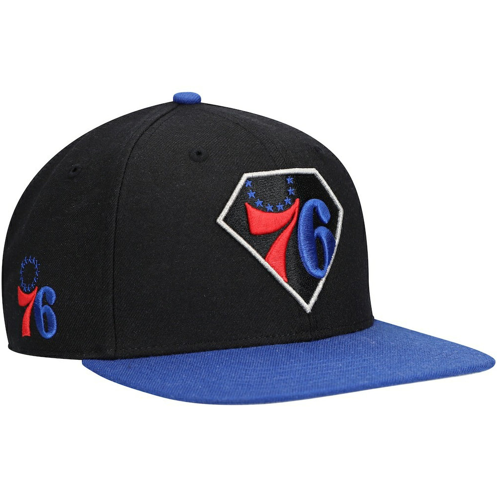 Philadelphia 76ers '47 75th Anniversary Carat Captain Snapback Hat Black/Royal - NBA