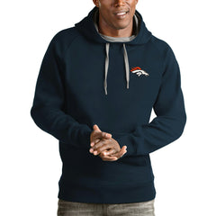 Denver Broncos Antigua Logo Victory Pullover Hoodie Navy | NFL