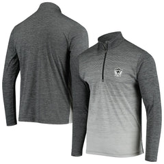Las Vegas Raiders Antigua Throwback Cycle Quarter-Zip Jacket Black/Heathered Gray | NFL
