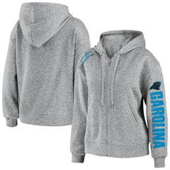 Carolina Panthers WEAR by Erin Andrews Women's Full-Zip Hoodie Heathered Gray | NFL