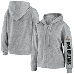 New Orleans Saints WEAR by Erin Andrews Women's Full-Zip Hoodie Heathered Gray | NFL