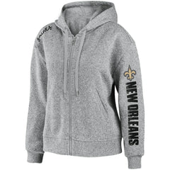 New Orleans Saints WEAR by Erin Andrews Women's Full-Zip Hoodie Heathered Gray | NFL