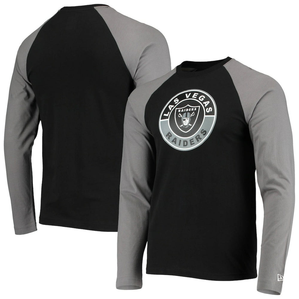 Las Vegas Raiders New Era League Raglan Long Sleeve T-Shirt Black/Gray | NFL