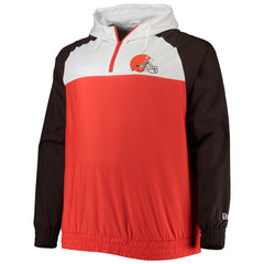 Cleveland Browns New Era Big & Tall League Raglan Quarter-Zip Hoodie Orange/Brown | NFL