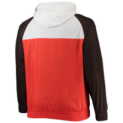 Cleveland Browns New Era Big & Tall League Raglan Quarter-Zip Hoodie Orange/Brown | NFL