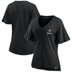 New Orleans Saints Women's Southpaw Flutter V-Neck T-Shirt Black | Fanatics
